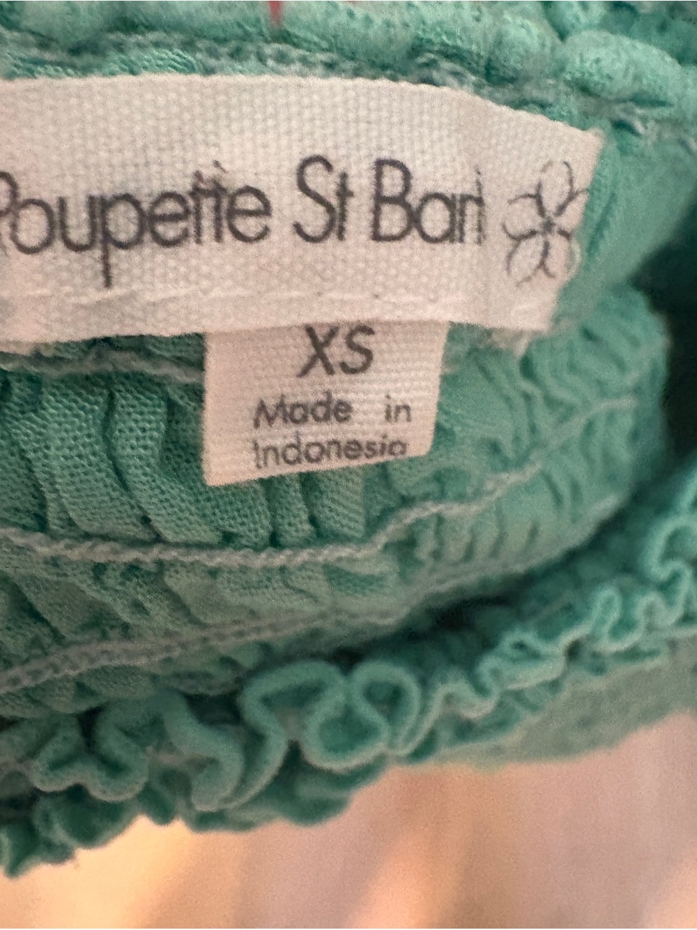 Poupette St Barth Aqua Smocked Crop Top XS Off Shoulder Stretch Viscose - Picture 6 of 8